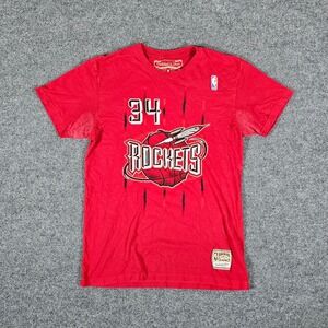 Mitchell & Ness Houston Rockets Hakeem Olajuwon 34 T Shirt Red‎ Mens Medium Flaw